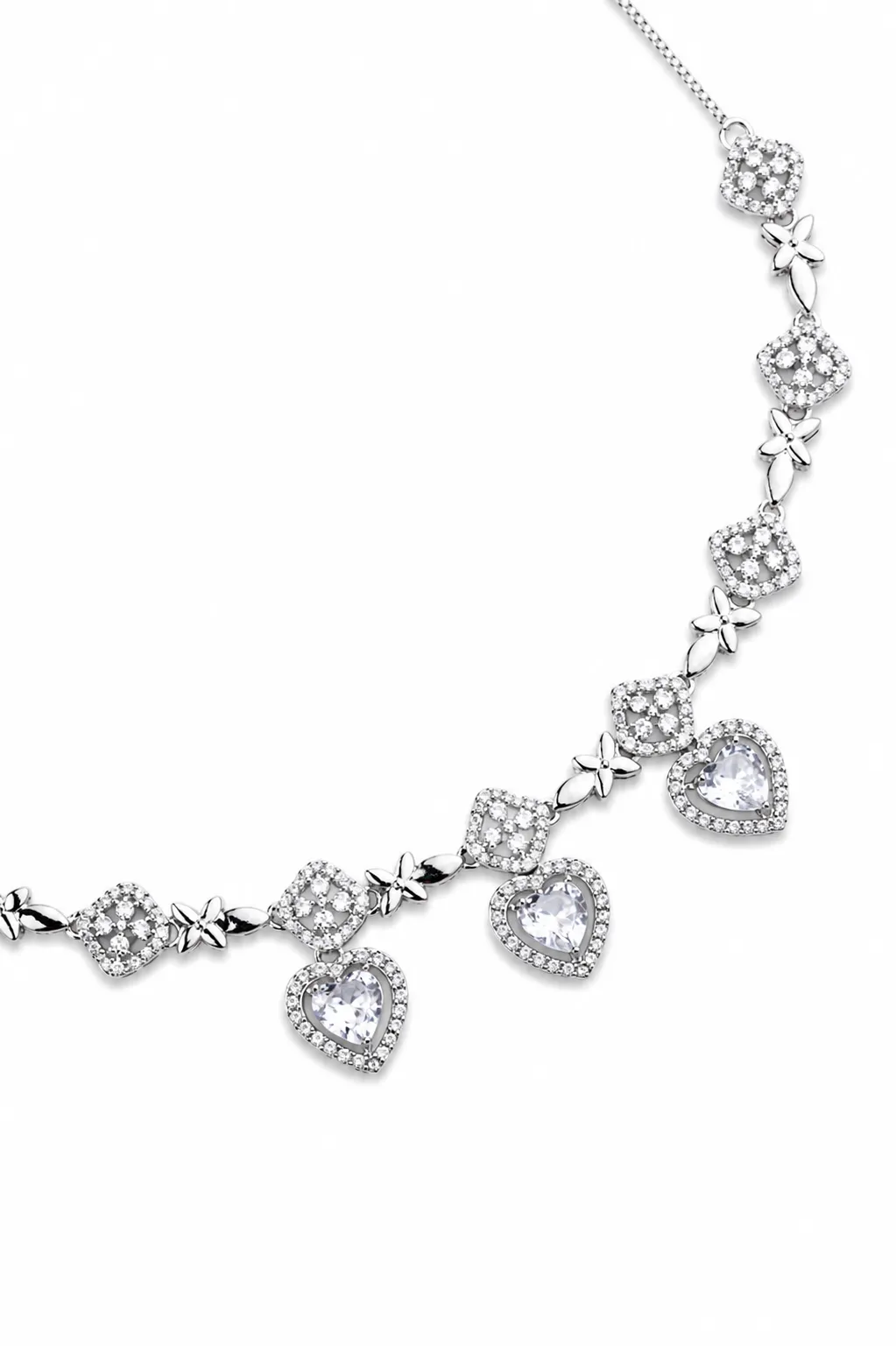 Silver Heart Blossom Necklace