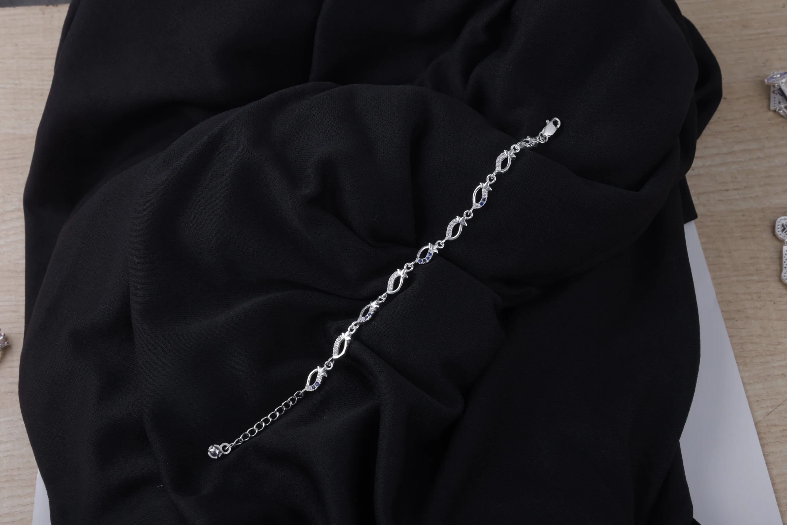 Midnight Bloom Silver Bracelet