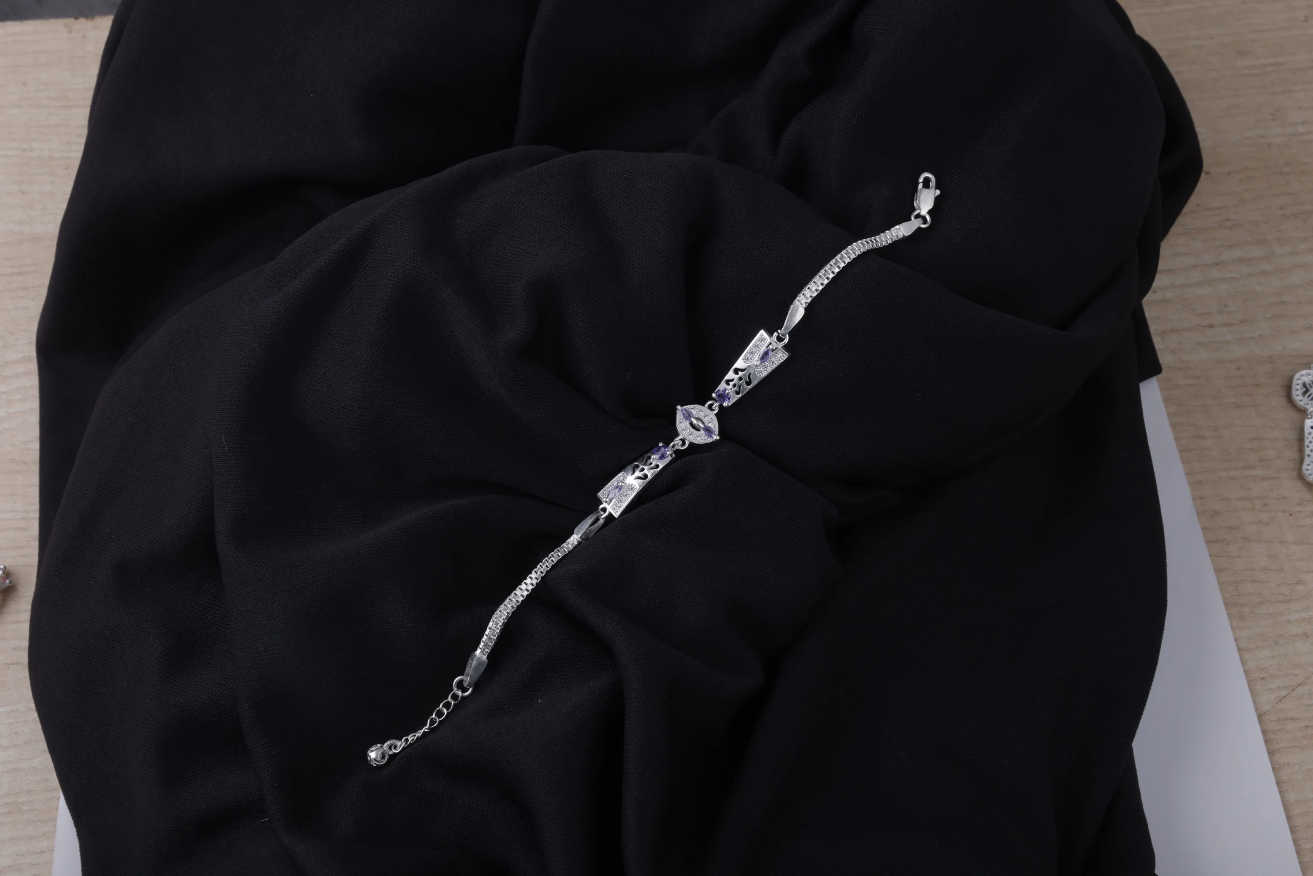 Violet Elegance Silver Bracelet