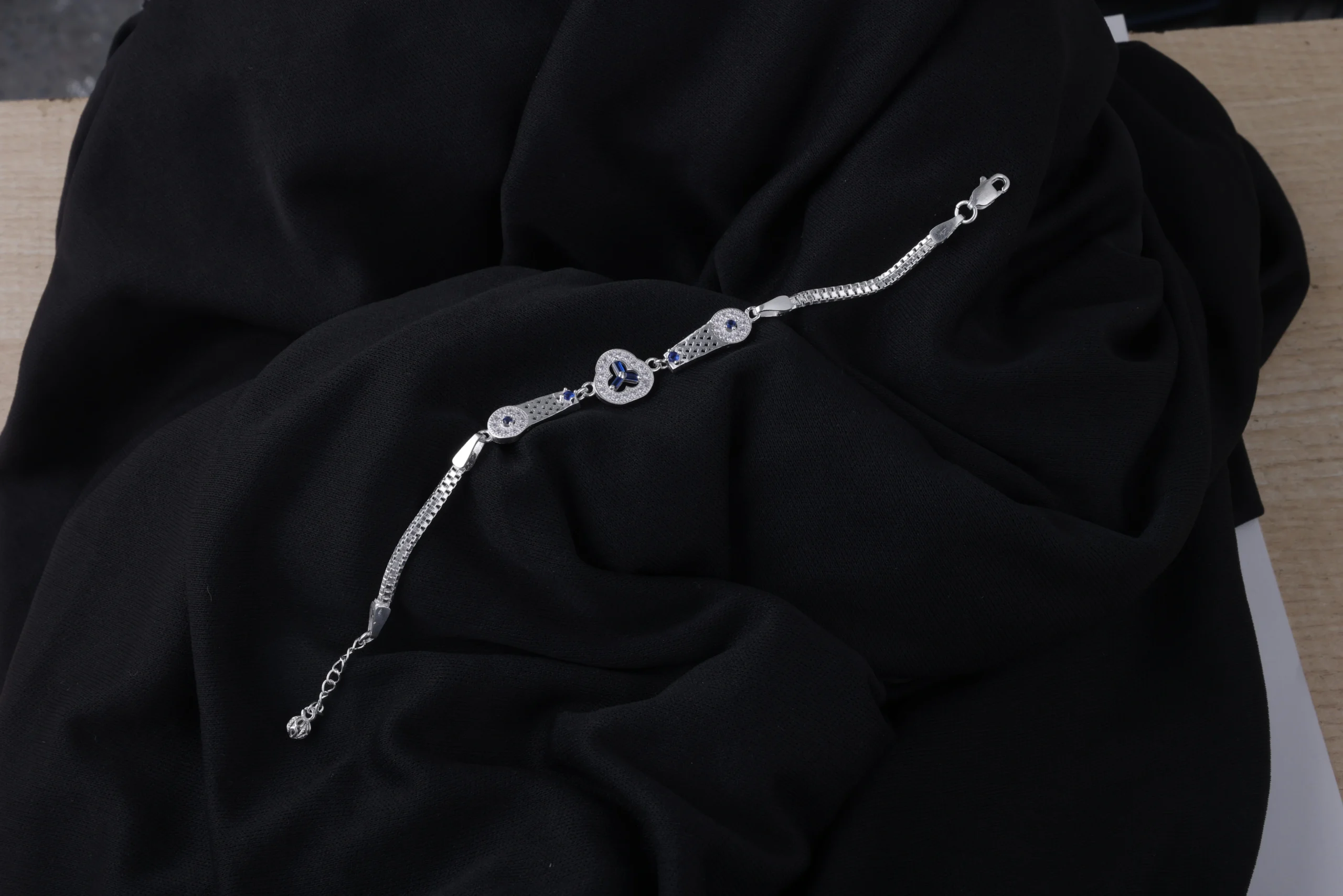 Blue Heart Silver Bracelet
