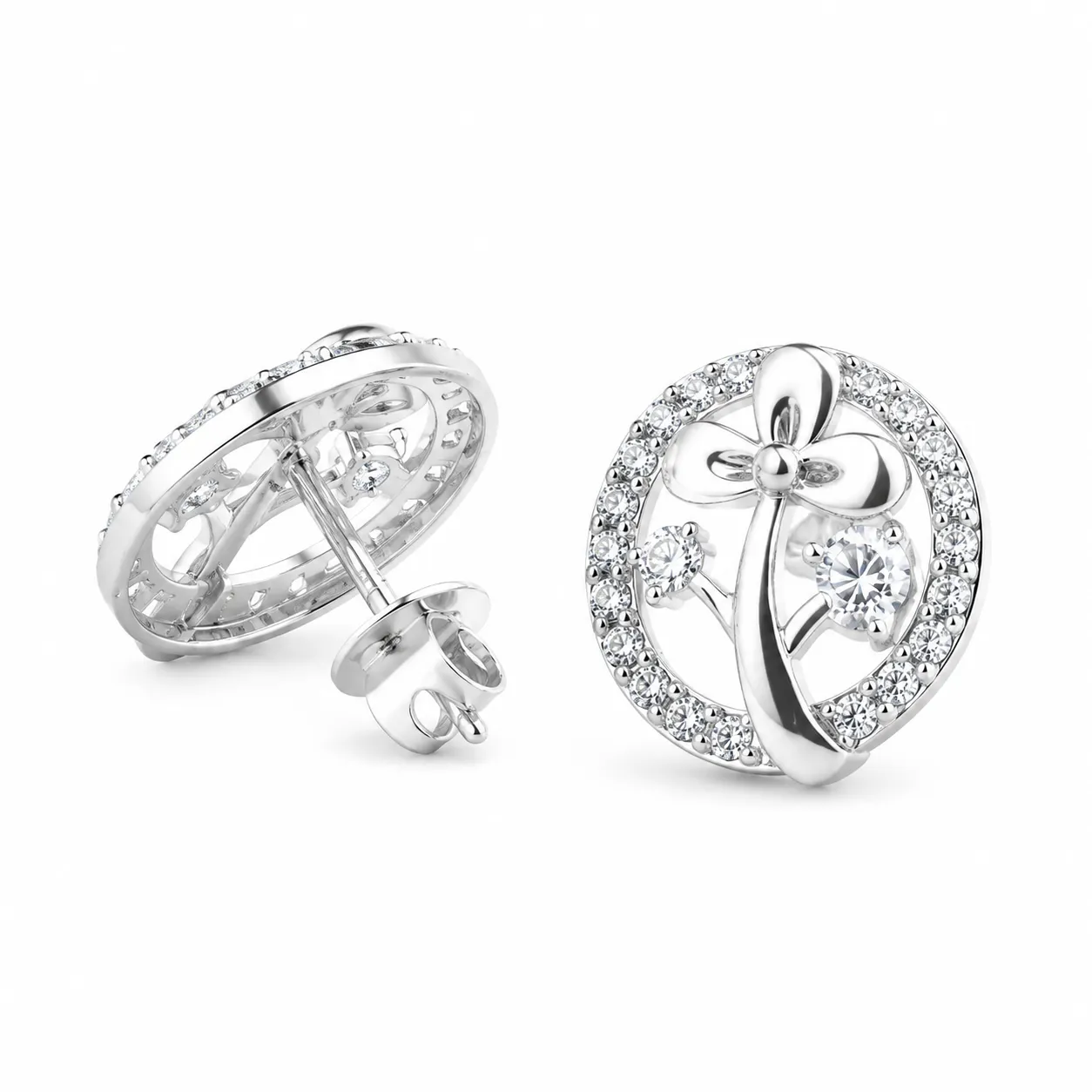 Silver Bloom Stud Earrings - Image 4