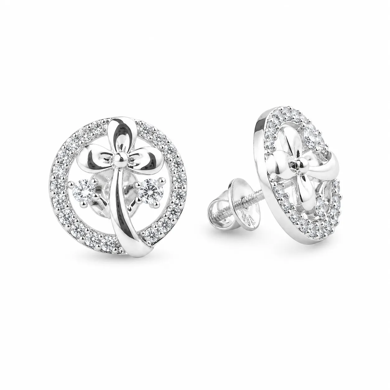 Silver Bloom Stud Earrings - Image 3