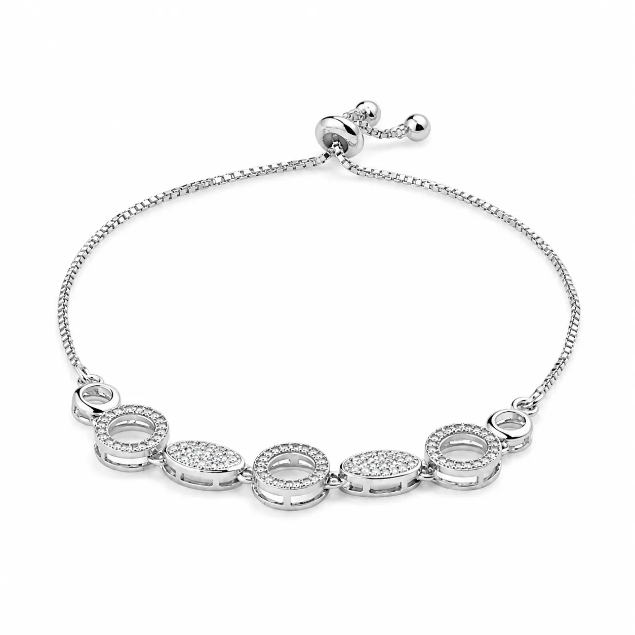Silver Circle Charm Bracelet - Image 2