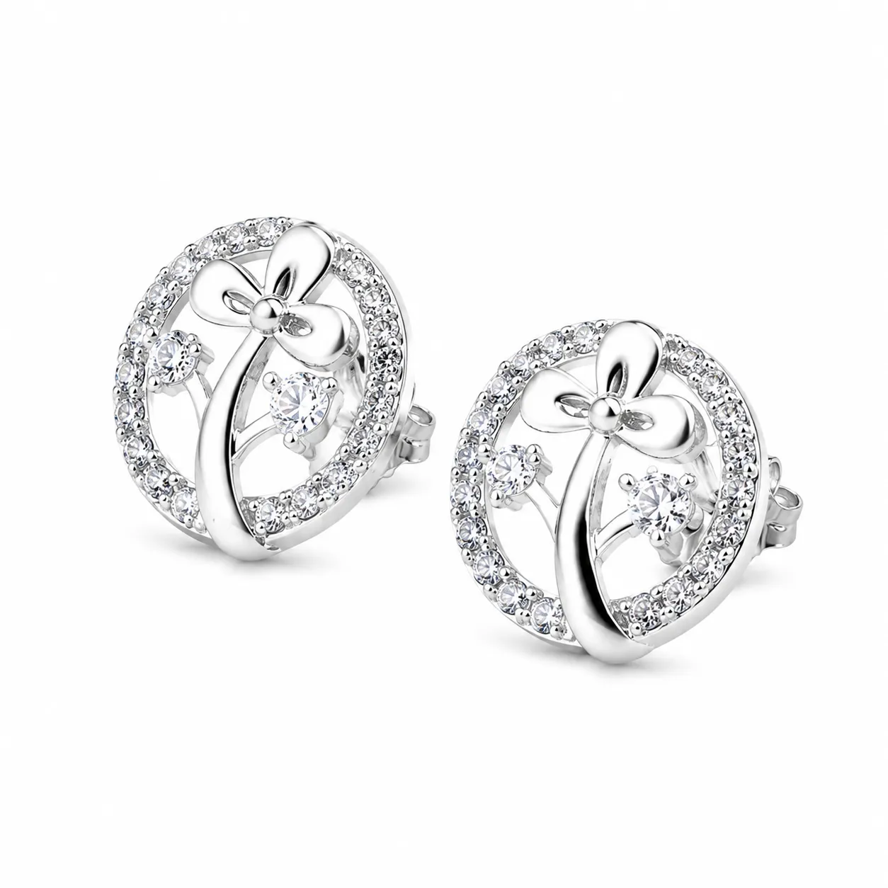 Silver Bloom Stud Earrings